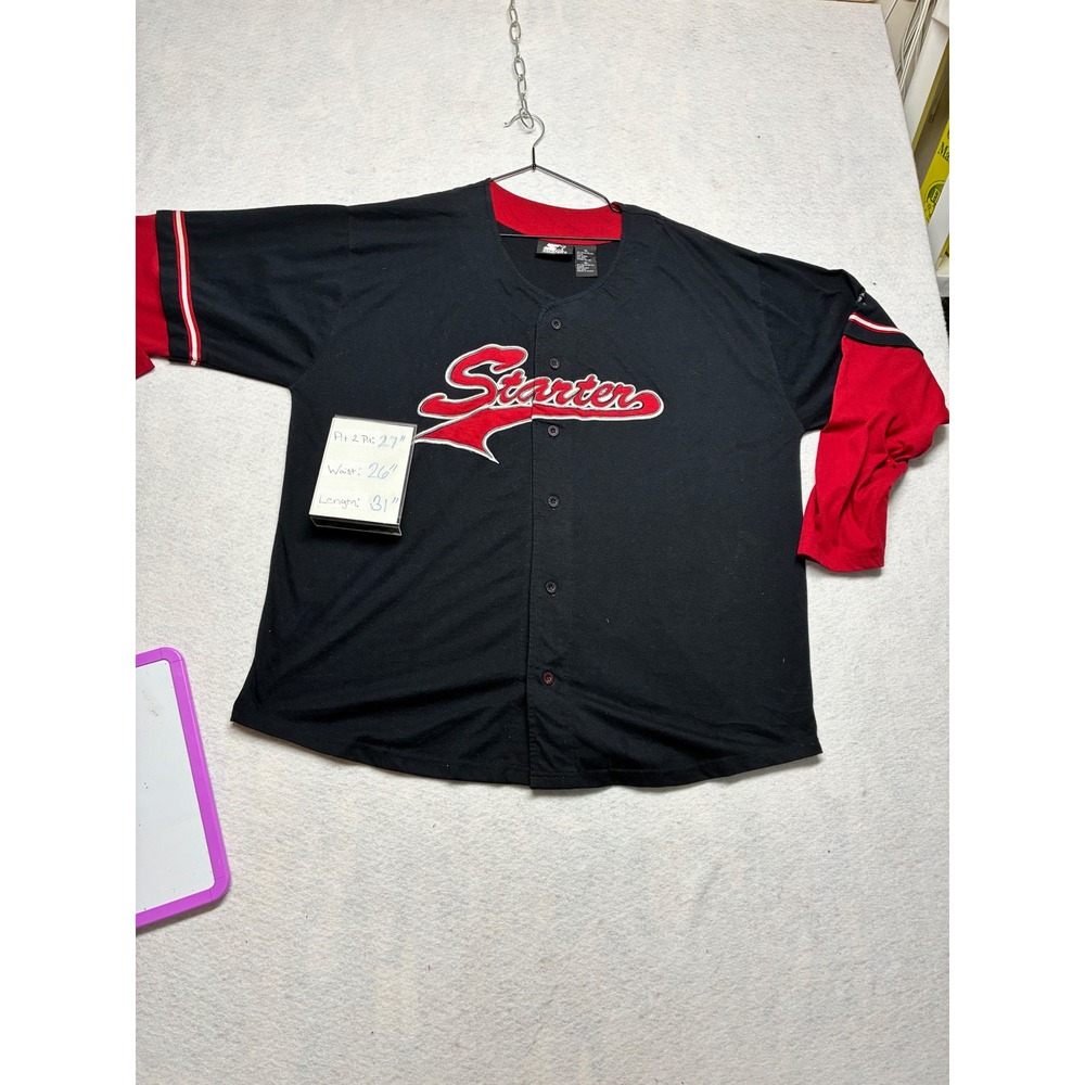 Starter Athletic Baseball Jersey Blokecore Streetwear Embroidered XL Black Red
